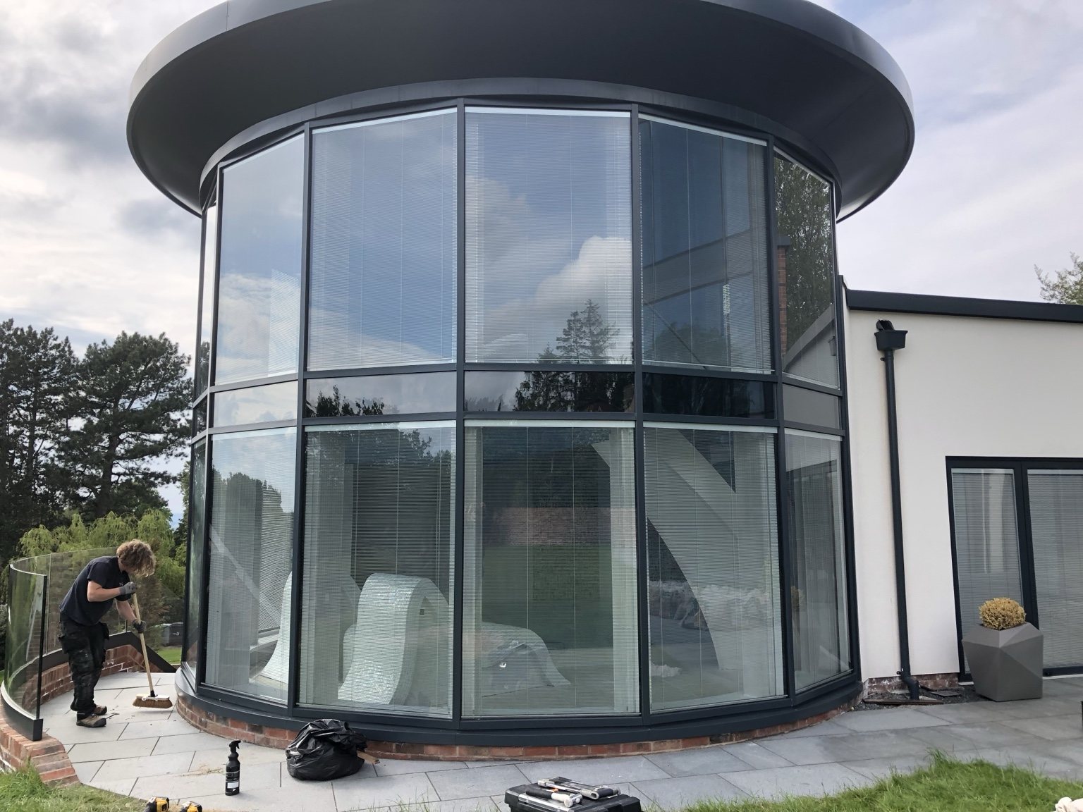 Curved commercial glazing, photographed by Kingfisher